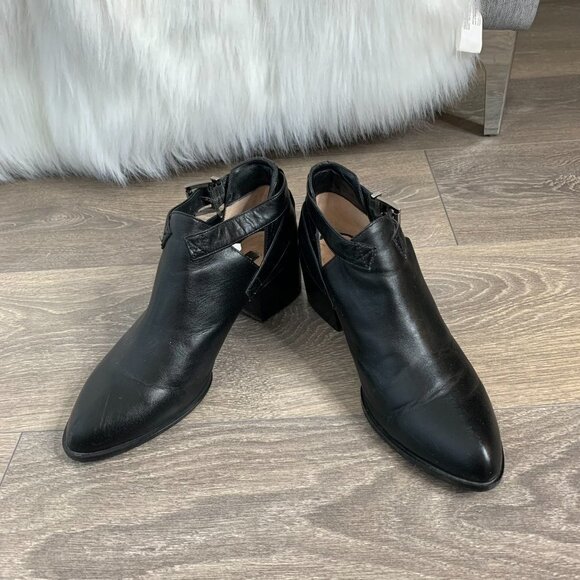 SENSO Biker Moto Buckle Leather Ankle Boots Booties Cut out sides Black Size 6 - Picture 6 of 16